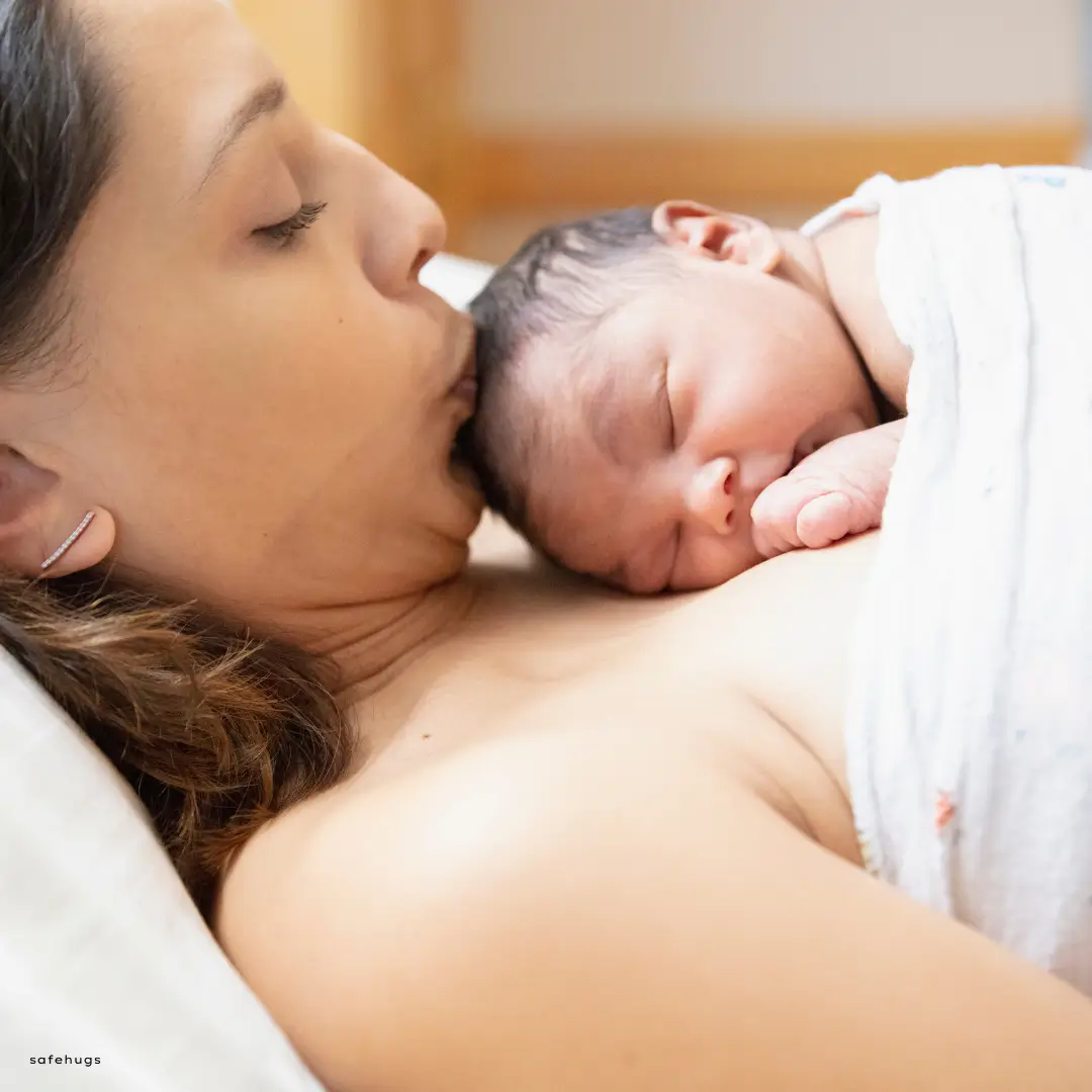 Skin to skin contact between mother and newborn
